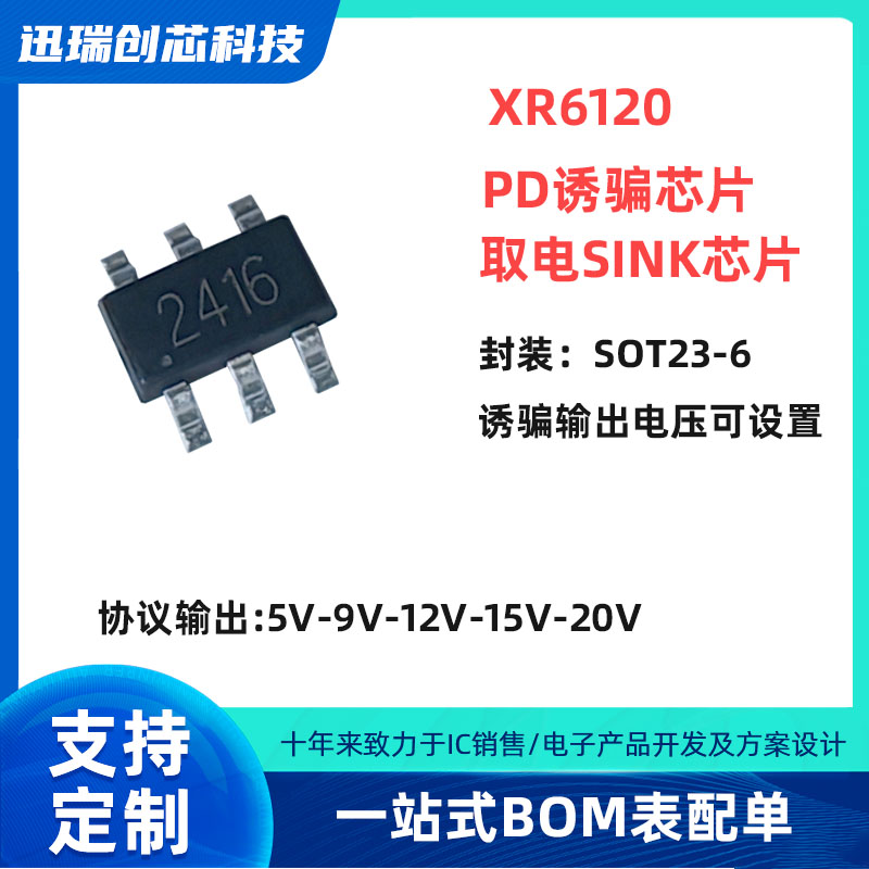 XR6120 宁波PD诱骗芯片 取电sink芯片