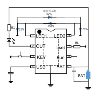 带有四段电量指示的手宁波电筒照明控制专用芯片，CR68001参数资料
