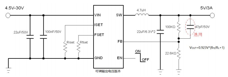 30V 输入，3A 输出，CC&CV 控制，高效率宁波同步降压转换器YB2612
